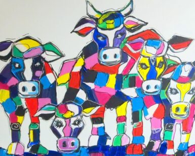 Kleurrijke Koeien schilderij