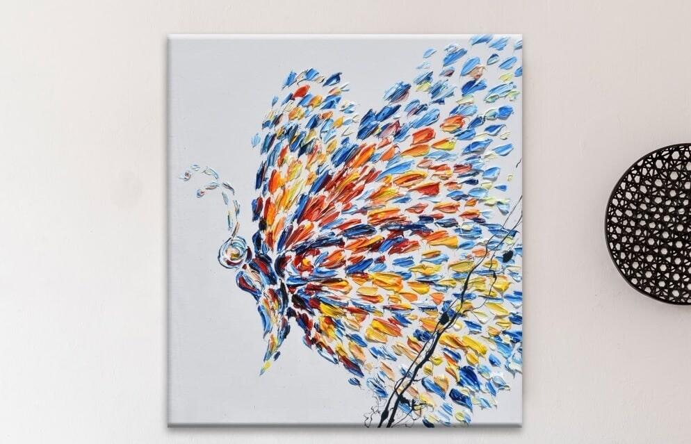 gouden Vrijgekomen barsten Vlinder schilderij | Dieren kunst | GaveSchilderijen.nl