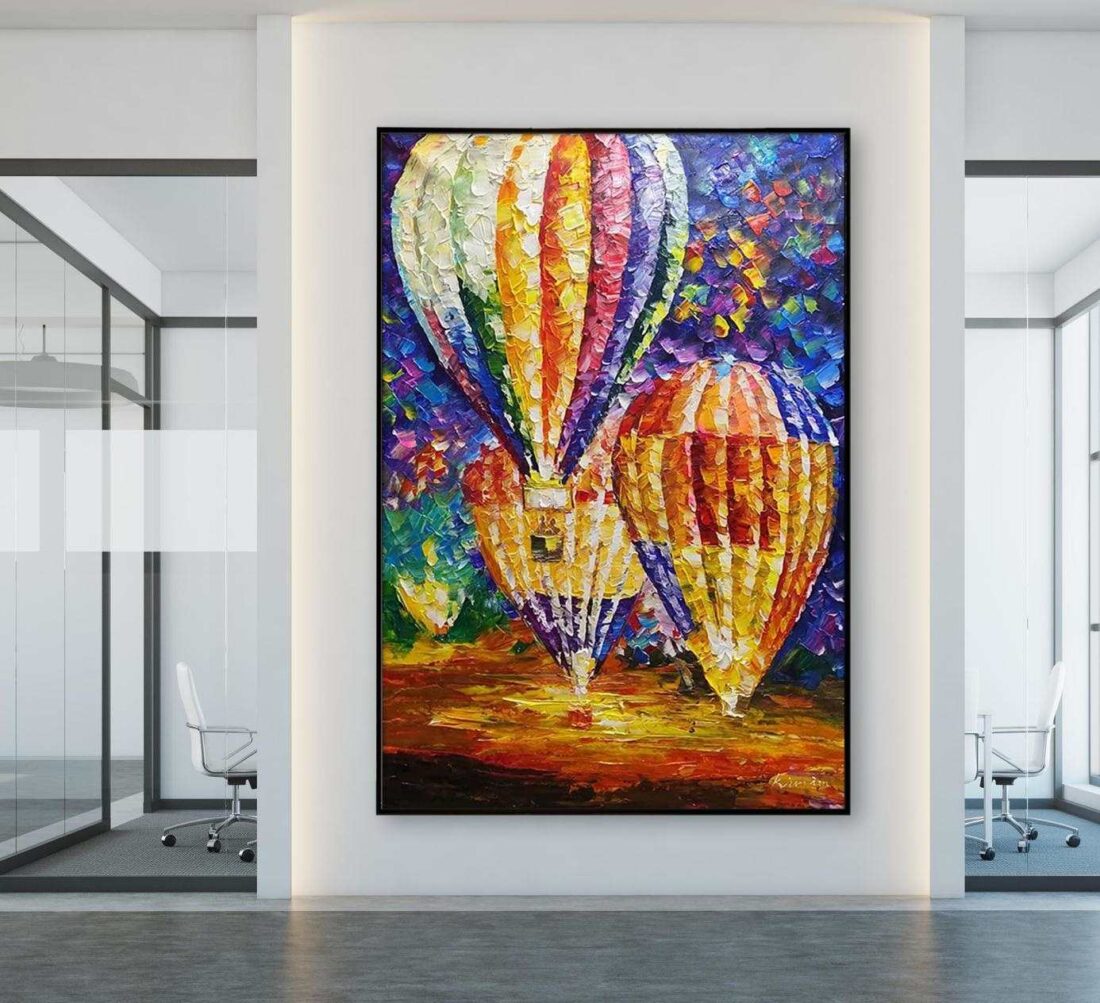 Schilderij luchtballonnen voorbeeld in een interieur